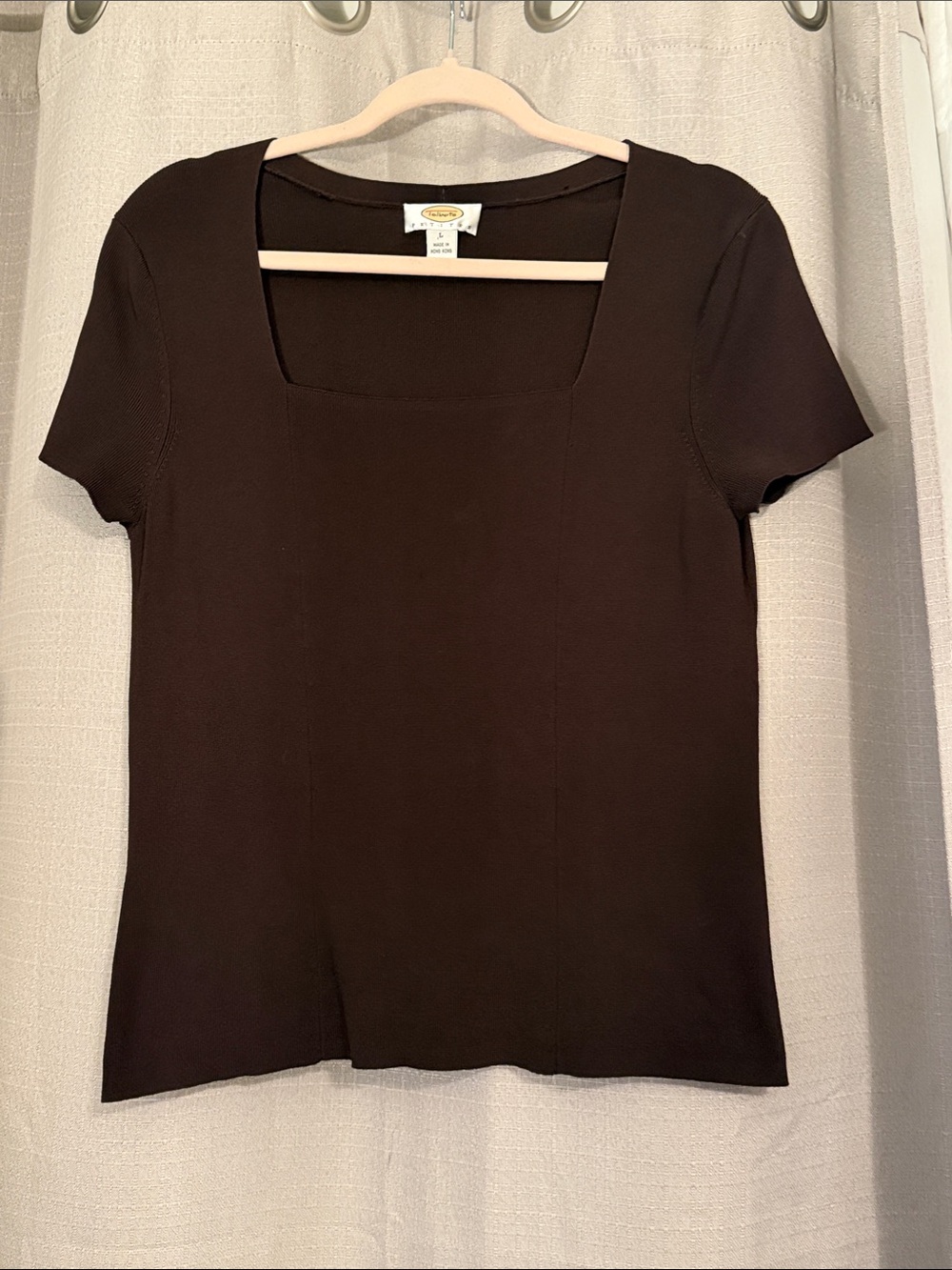 Talbots Chocolate Brown Square-Neck Short Sleeve Tee